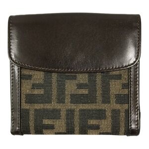 Fendi Zucca Bi fold Wallet Brown